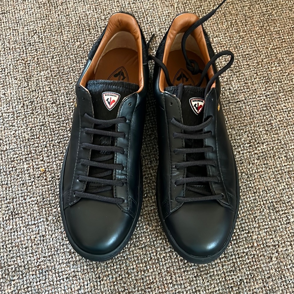Rossignol Black Leather Sneakers with Fur Tongue and Heal Section